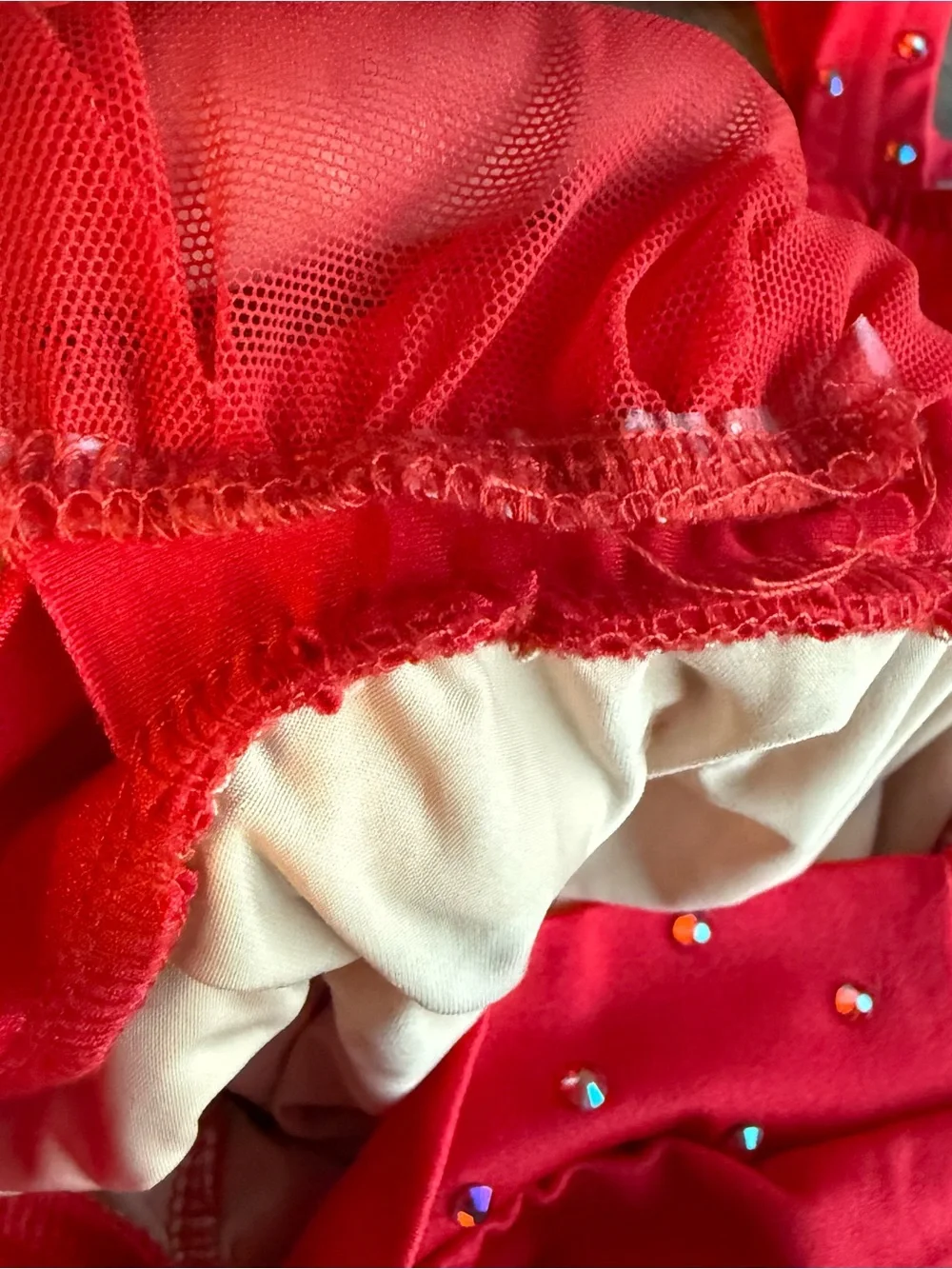Kelle Red Dance Costume Leotard with Embelishments